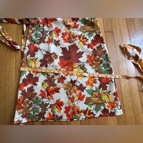70s Vintage Fall Leaf Novelty Print Dress Sz M - Picture 11 of 12